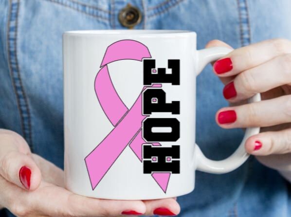 VINYL Decal | HOPE Breast *Cancer Ribbon Decal | Cancer Awareness Decal | Cancer Window Decal | Vinyl Sticker | Cup/Computer Decal