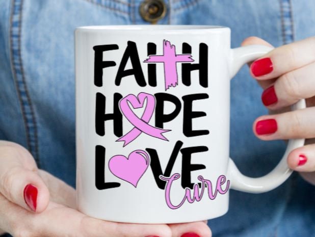 VINYL Decal | Faith Hope Love Cure Breast *Cancer Ribbon Decal | Cancer Awareness Decal | Cancer Window Decal | Vinyl Sticker | Cup/Computer