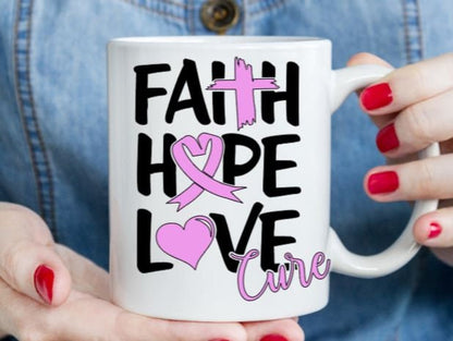VINYL Decal | Faith Hope Love Cure Breast *Cancer Ribbon Decal | Cancer Awareness Decal | Cancer Window Decal | Vinyl Sticker | Cup/Computer
