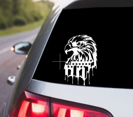 VINYL Car Decal | Eagle American Flag Car Decal |American Flag Car Decal | Bald Eagle and American Flag Vinyl Decal