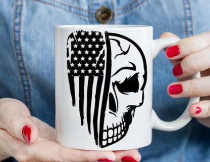 VINYL Car Decal | Skull American Flag Car Decal |American Flag Car Decal | Skull and Destressed American Flag Vinyl Decal | USA Flag & Skull