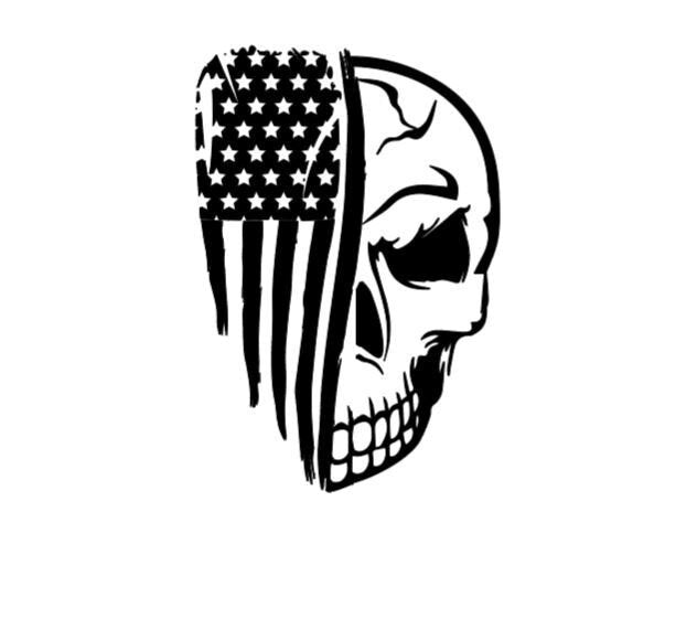 VINYL Car Decal | Skull American Flag Car Decal |American Flag Car Decal | Skull and Destressed American Flag Vinyl Decal | USA Flag & Skull