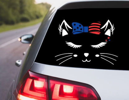 VINYL Car Decal | USA CAT Car Decal | America Cat Decal | Patriotic Kitten Vinyl Decal | American Kitty Decal | Patriotic Kitty Decal