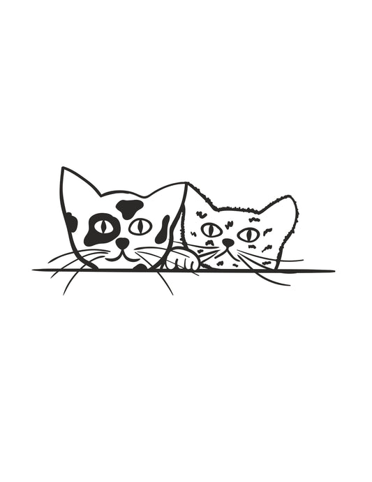 Two Adorable Kittens Peeking Decal -  Mischievous Kitties Decal - Cute Cat Car Decal | Funny Cat Stickers