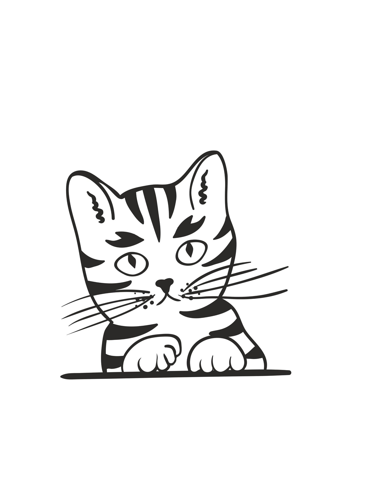 Tiger Striped Cat Vinyl Decal - Peeking Cat | Car Decal | Funny Cat Decal