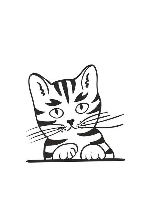Tiger Striped Cat Vinyl Decal - Peeking Cat | Car Decal | Funny Cat Decal