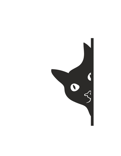 Solid Cat Peeking Side Decal - Choose Left or Right Side view -Cute Cat Car Decal | Funny Cat Stickers