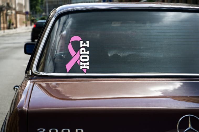 VINYL Decal | HOPE Breast *Cancer Ribbon Decal | Cancer Awareness Decal | Cancer Window Decal | Vinyl Sticker | Cup/Computer Decal