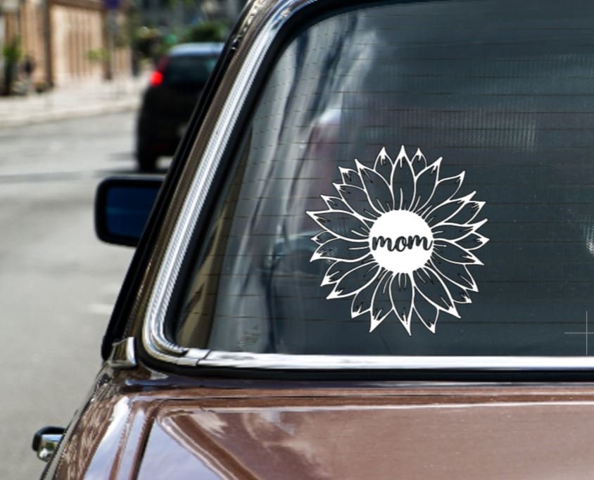 Vinyl Decal | MOM in Sunflower Decal | MOM Decal | Mother Gifts | Car Decal Window Decal | Cup Decal