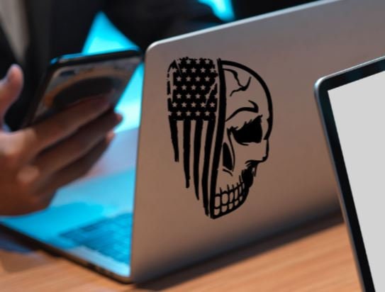 VINYL Car Decal | Skull American Flag Car Decal |American Flag Car Decal | Skull and Destressed American Flag Vinyl Decal | USA Flag & Skull