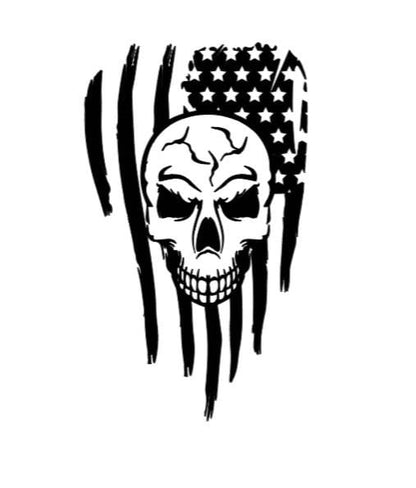 VINYL Car Decal | Skull American Flag Car Decal |American Flag Car Decal | Skull and Destressed American Flag Vinyl Decal | USA Flag & Skull