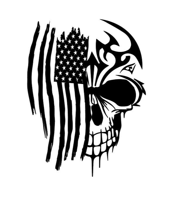 VINYL Car Decal | Skull American Flag Car Decal | Tattered Flag Decal | Skull and Destressed American Flag Vinyl Decal | USA Flag & Skull