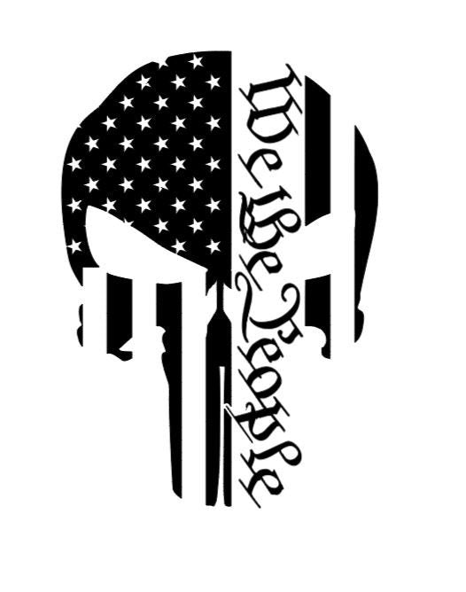 VINYL Car Decal | We the People Punisher Skull Car Decal | Punisher Skull Decal | Skull Vinyl Decal |Constitution We the People Skull Decal
