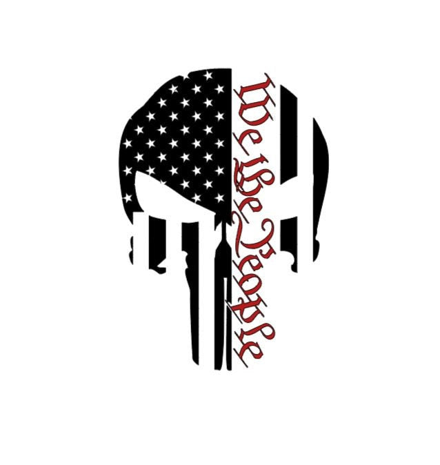 VINYL Car Decal | We the People Punisher Skull Car Decal | Punisher Skull Decal | Skull Vinyl Decal |Constitution We the People Skull Decal