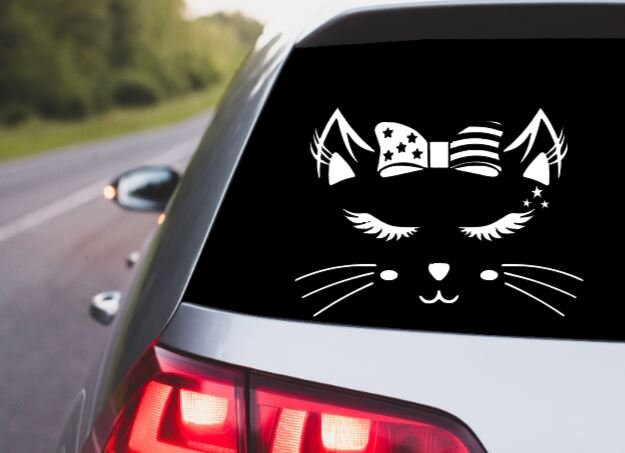 VINYL Car Decal | USA CAT Car Decal | America Cat Decal | Patriotic Kitten Vinyl Decal | American Kitty Decal | Patriotic Kitty Decal