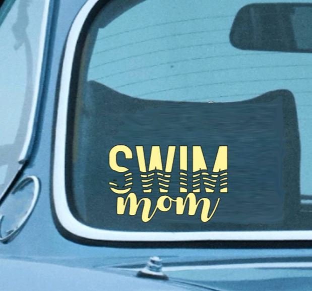 SWIM MOM Decal | SWIM Mom Vinyl Decal | High School Swim Team Mom Decal | Mother Gifts | Car Decal Window Decal