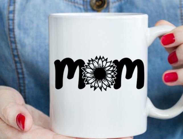 Vinyl Decal | MOM Sunflower Center Decal | MOM Decal | Mother Gifts | Car Decal Window Decal | Cup Decal