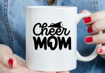Cursive Cheer Mom with a small Megaphone Vinyl Decal - Decal for Cheerleading Moms Loud & Proud: Cheer Mom Decal