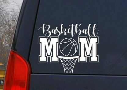 Basketball Mom Decal | Vinyl Basketball Mom Sticker | Solid Ball Design | Choose Your Style: Outline, Solid Color, or Orange | Perfect Mother’s Day Gift | Car & Window Decal