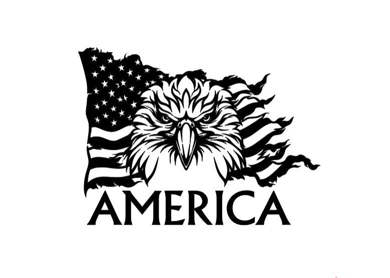Patriotic Eagle American Flag Vinyl Decal - Bald Eagle USA , with or without "America" Sticker for Cars, Trucks, Laptops & Tumblers