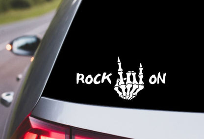 SKELETON HAND Rock On Hand Gesture DECAL Skeleton Hand Vinyl Car Decal Halloween Decal Computer Vinyl Decal