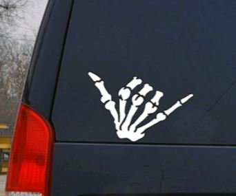 SKELETON HAND Hang Loose Gesture DECAL Skeleton Hand Gesture Vinyl Car Decal Halloween Decal Computer Vinyl Decal