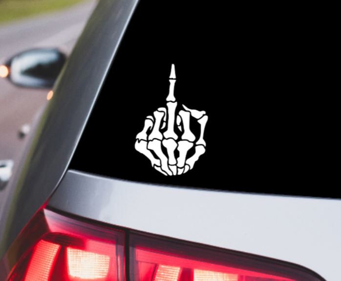 SKELETON HAND Middle Finger Gesture DECAL Skeleton Hand Fuck You Hand Gesture Vinyl Car Decal Halloween Decal Computer Vinyl Decal
