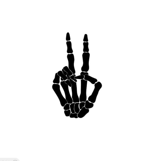 SKELETON HAND Peace Gesture DECAL Skeleton Hand Gesture Vinyl Car Decal Halloween Decal Computer Vinyl Decal