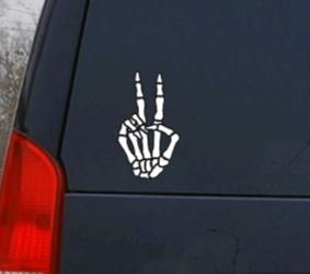 SKELETON HAND Peace Gesture DECAL Skeleton Hand Gesture Vinyl Car Decal Halloween Decal Computer Vinyl Decal