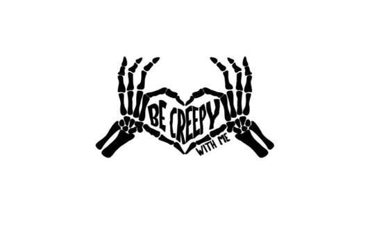 SKELETON HAND HEART Gesture Be Creepy with me  Decal Skeleton Hand Love Heart Shape Gesture Vinyl Car Decal Halloween Computer Vinyl Decal