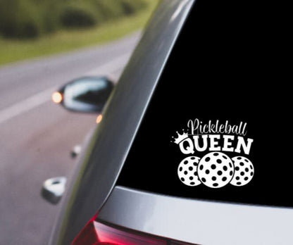 VINYL Decal | PICKEBALL Queen with Crown | Dinking Pickleball | Love Pickleball Car Window Decal | Cup Computer Decal