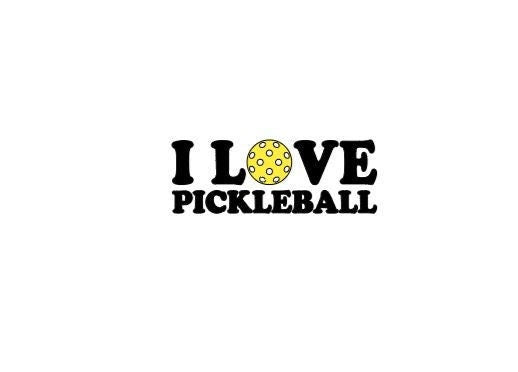 VINYL Decal | I Love PICKEBALL | Pickleball Decal |Love Pickleball Car Window Decal | Cup Computer Decal