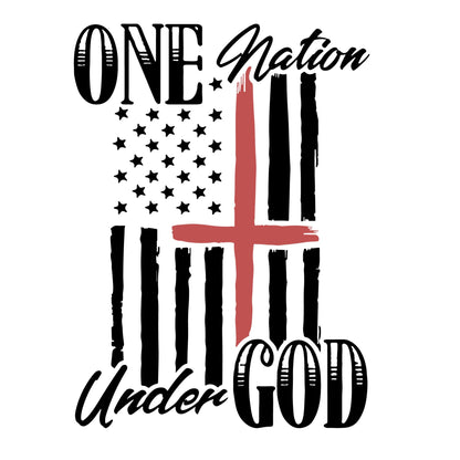 VINYL Car Decal | One Nation Under God with Cross and Flag Vinyl Car Decal |American Flag| Patriotic | USA | Veteran/Military Decal |America