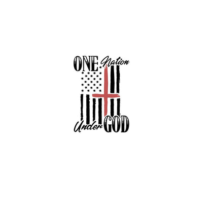 VINYL Car Decal | One Nation Under God with Cross and Flag Vinyl Car Decal |American Flag| Patriotic | USA | Veteran/Military Decal |America