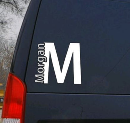 VINYL Car Decal | Initial with Name Decal | Monogram Name | Personalize Name Decal | Name Decal Water Bottle | Computer | Phone