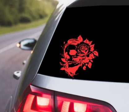 VINYL Car Decal | Woman Skull with Flowers| Floral Skull Decal | Skull Decal