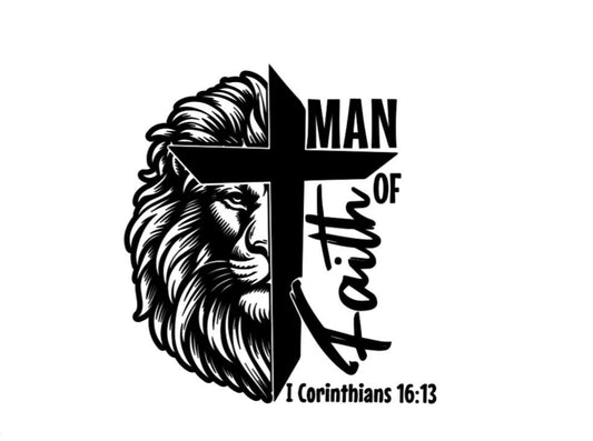 VINYL Car Decal | Man of Faith with Lion Decal | 1 Corinthians 16:13 | Religious Decal | Christian Decal | God Jesus | Faith Decal