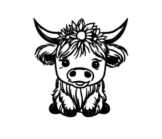 VINYL Car Decal | HIGHLAND COW Decal | Highland Baby Cow | Calf Country Decal | Scottish Highland Cow | Rustic Cow | Computer Car Window