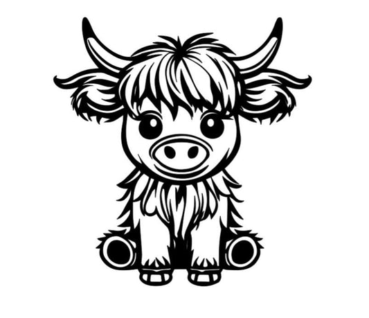 VINYL Car Decal | HIGHLAND COW Decal | Highland Baby Cow | Calf Country Decal | Scottish Highland Cow | Rustic Cow | Computer Car Window