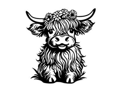 VINYL Car Decal | HIGHLAND COW Decal | Highland Baby Cow | Calf Country Decal | Scottish Highland Cow | Rustic Cow | Computer Car Window