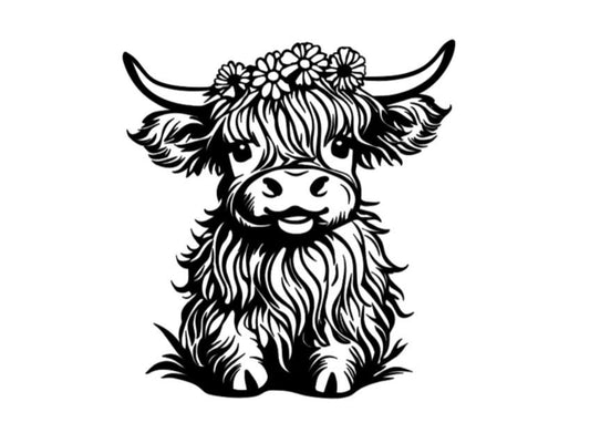 VINYL Car Decal | HIGHLAND COW Decal | Highland Baby Cow | Calf Country Decal | Scottish Highland Cow | Rustic Cow | Computer Car Window