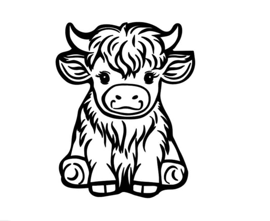 VINYL Car Decal | HIGHLAND COW Decal | Highland Baby Cow | Calf Country Decal | Scottish Highland Cow | Rustic Cow | Computer Car Window