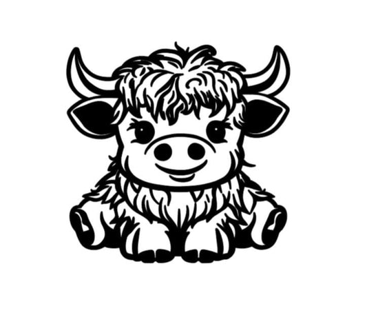 VINYL Car Decal | HIGHLAND COW Decal | Highland Baby Cow | Calf Country Decal | Scottish Highland Cow | Rustic Cow | Computer Car Window