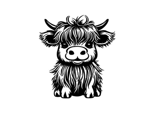 VINYL Car Decal | HIGHLAND COW Decal | Highland Baby Cow | Calf Country Decal | Scottish Highland Cow | Rustic Cow | Computer Car Window