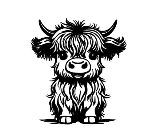 VINYL Car Decal | HIGHLAND COW Decal | Highland Baby Cow | Calf Country Decal | Scottish Highland Cow | Rustic Cow | Computer Car Window