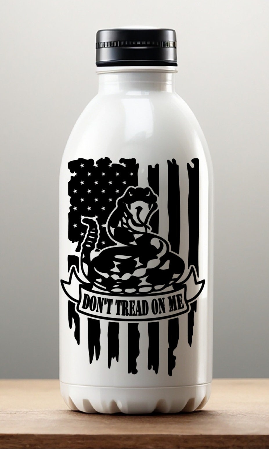 Don't Tread on Me Snake and USA Flag | American flag Vinyl Decal Waterbottle, Car Window, Computer Vinyl Decal
