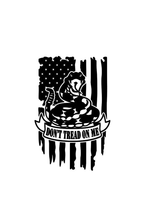 Don't Tread on Me Snake and USA Flag | American flag Vinyl Decal Waterbottle, Car Window, Computer Vinyl Decal