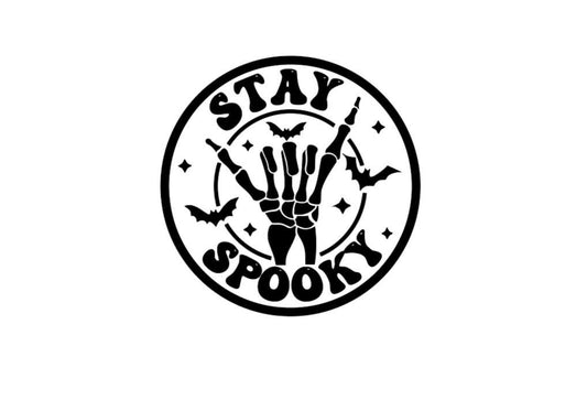 SKELETON HAND Stay Spooky Rock On Hand Gesture DECAL Skeleton Hand with Bats Vinyl Car Decal Halloween Decal Computer Vinyl Decal