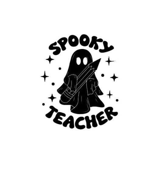 VINYL Decal | SPOOKY Teacher Decal | Ghost and Pencil Door Decal  | Classroom Decal Vinyl Sticker | Window Decal Computer Decal