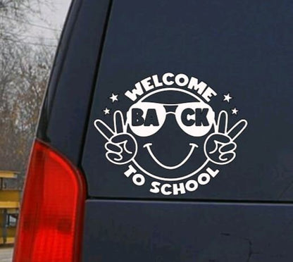 VINYL Decal | SMILEY FACE Teacher Decal | Welcome Back to School Door Decal  | Classroom Decal Vinyl Sticker | Window Decal Computer Decal
